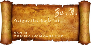 Zsigovits Noémi névjegykártya